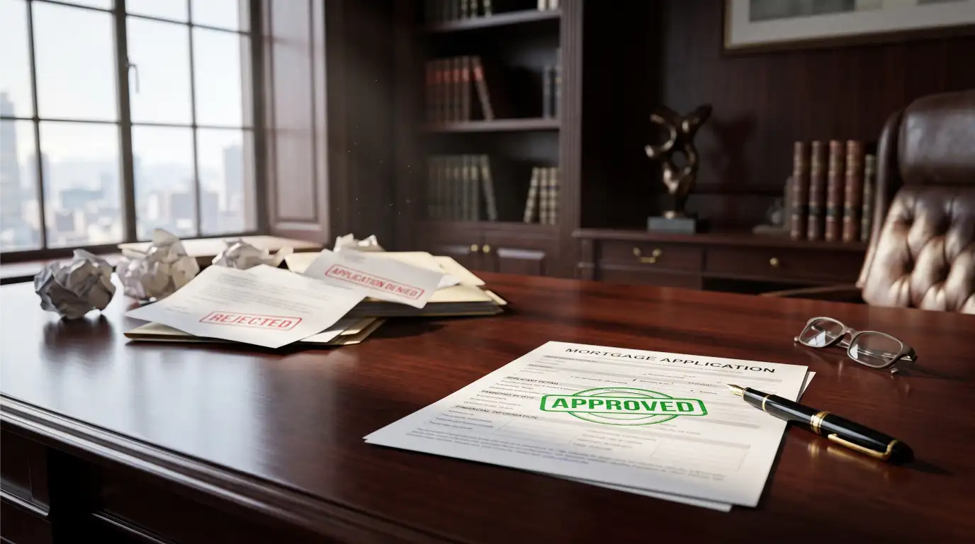 Documento de aprobación de préstamo para ITIN en escritorio de lujo